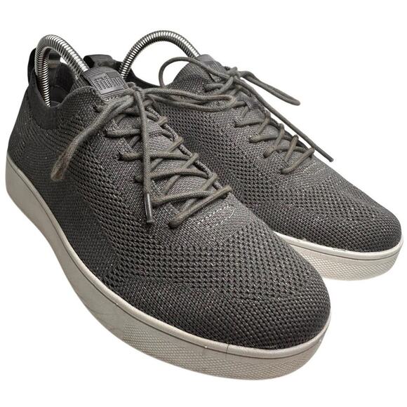 FitFlop Women 7.5 Rally Knit Trainer Sneakers Metallic‎ Gray Shimmer Activewear - Picture 13 of 16